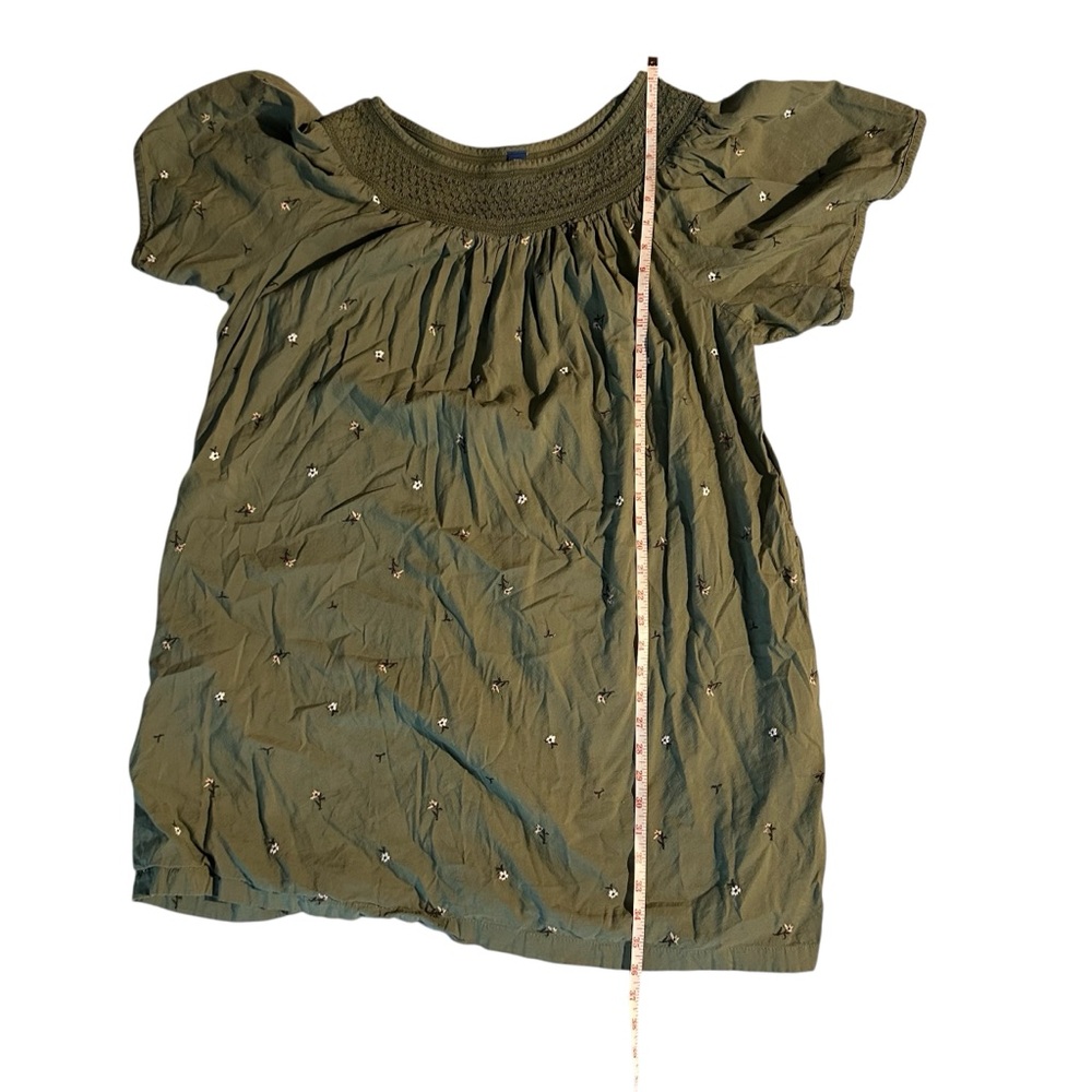 Old Navy Green Flutter Sleeve Smocked Floral Embroidery Mini Swing Dress | 2XL - Picture 8 of 12